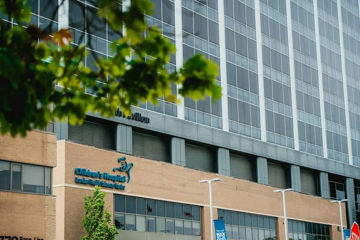 Exterior of a modern hospital building